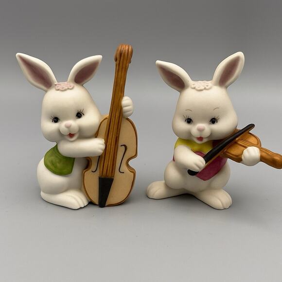 Vintage Enesco Bunnies palying Violin and Cello - Picture 1 of 13